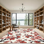 Pink Cherry Blossom Branch Arrangement Rug
