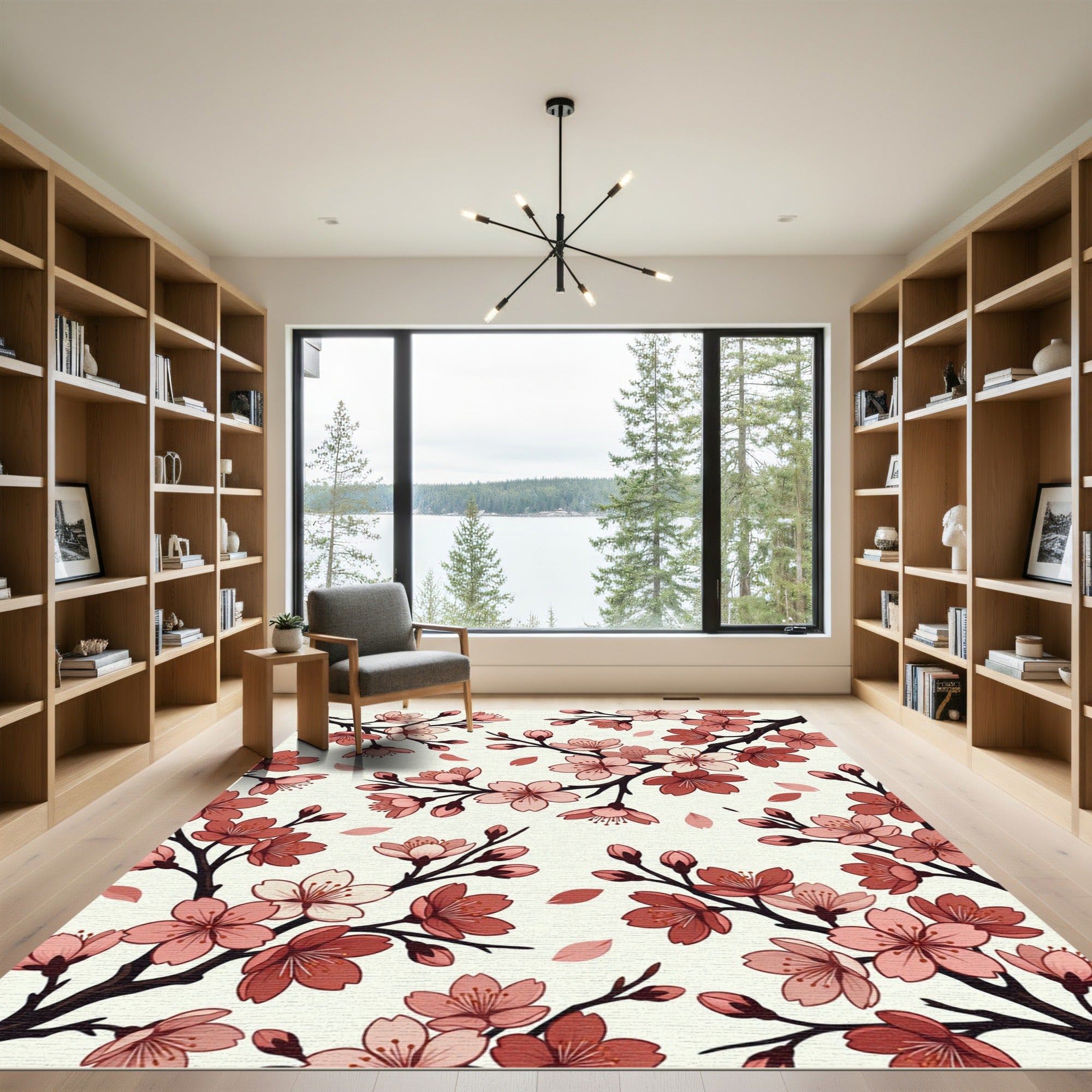 Pink Cherry Blossom Branch Arrangement Rug