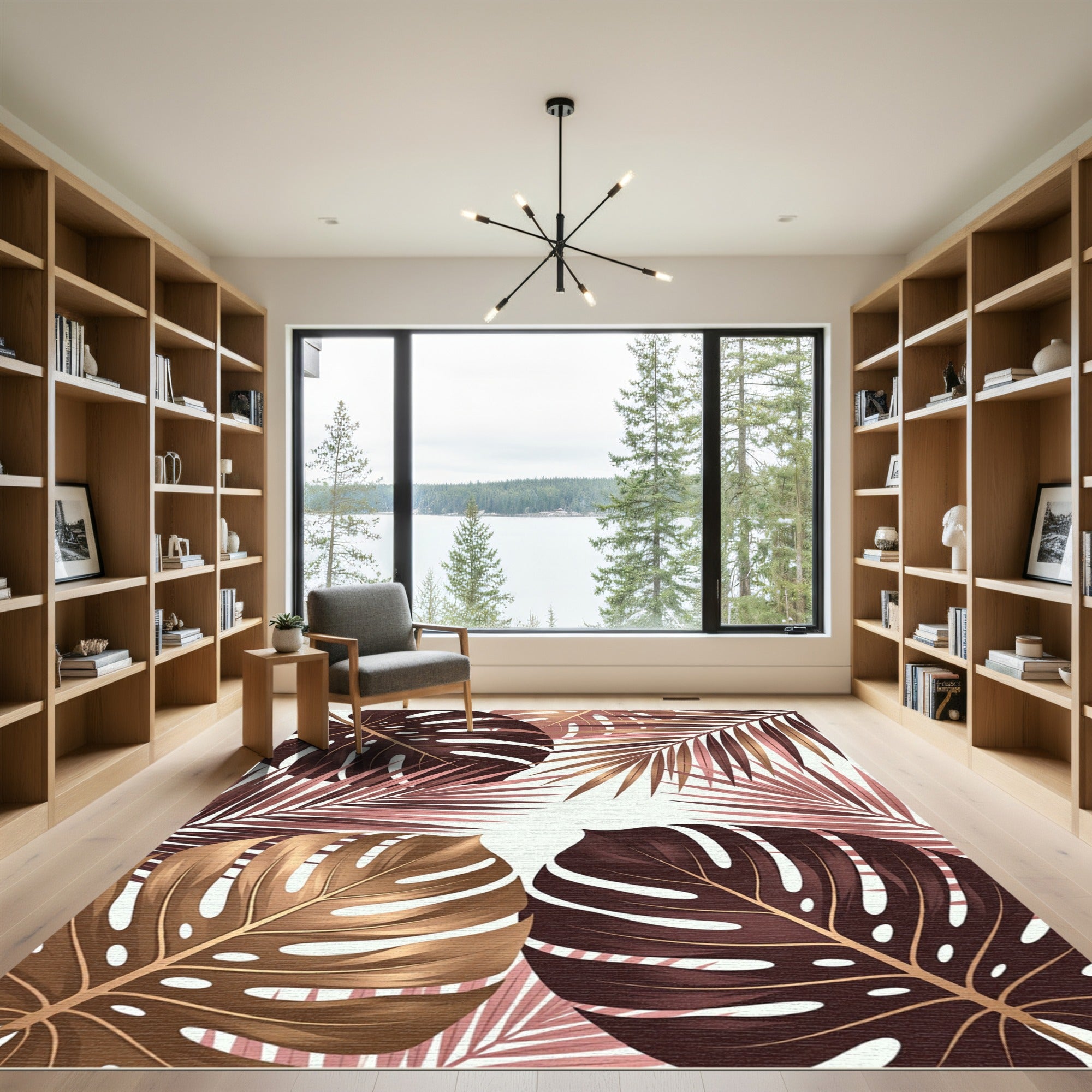 Monstera Palm Leaf Duo Metallic Glow Rug