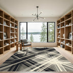 Monochrome Abstract Intersecting Lines Rug