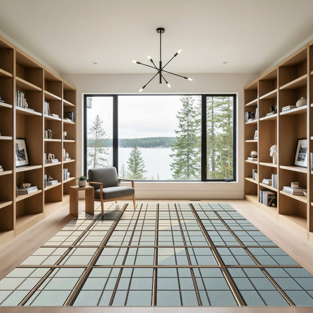Geometric Grid Window Glass Rug