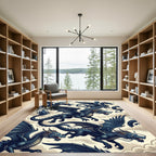 Cerulean Floating Dragon Mythical Creature Rug