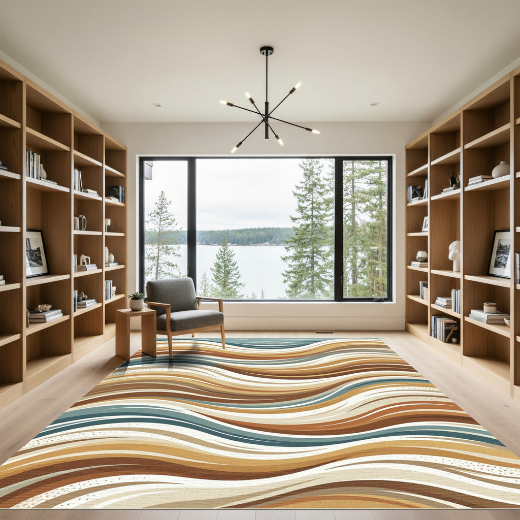 Earthy Tones Wavy Stripes Accent Rug