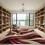 Crimson Gold Swirl Flow Rug