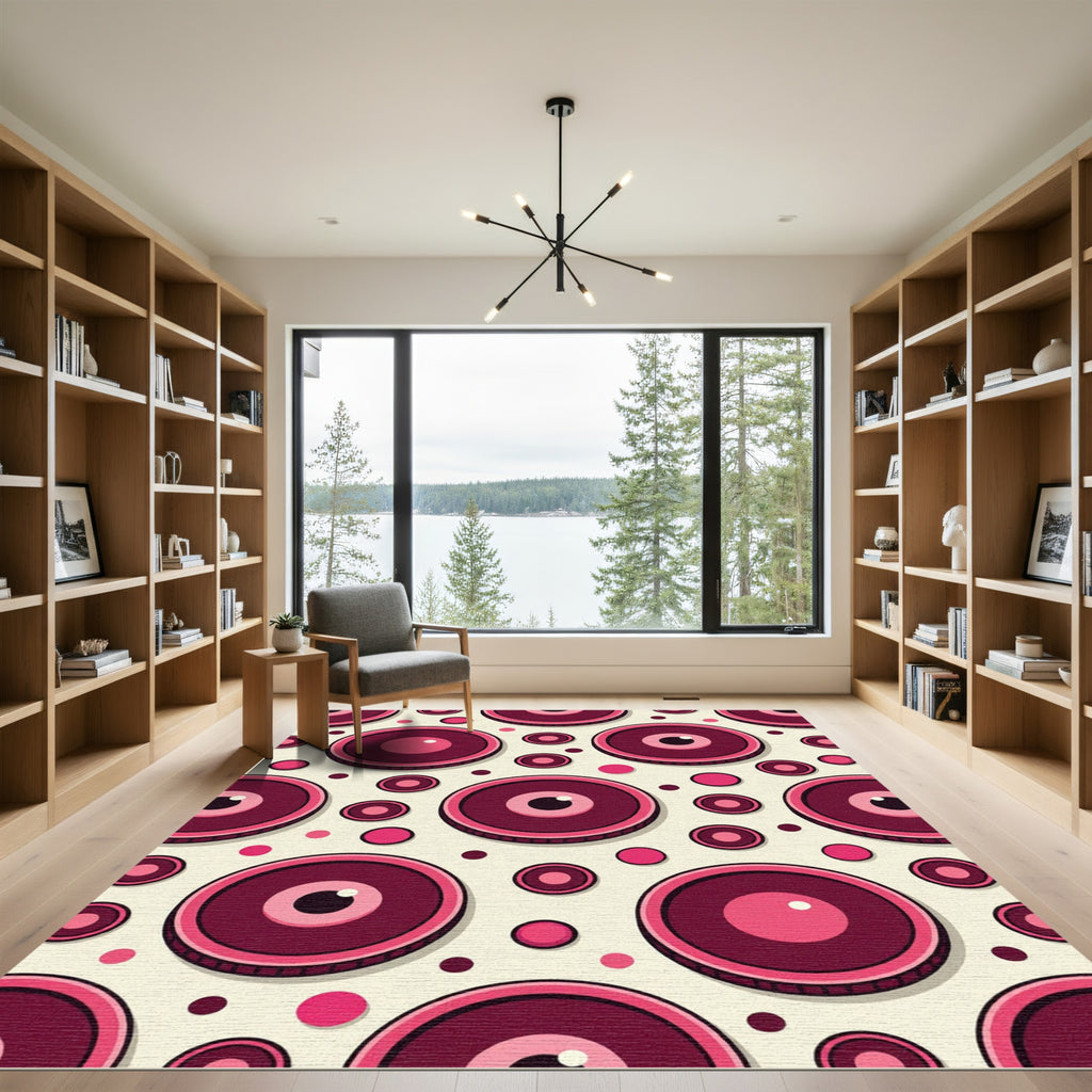 Deep Pink Eyeball Circle Composition Rug