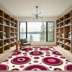 Deep Pink Eyeball Circle Composition Rug