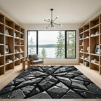 Monochromatic Geometric Shard Stone Abstract Rug