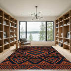 Geometric Ochre Charcoal Tribal Diamond Rug