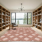 Elegant Blush Pink Geometric Diamond Lattice Rug