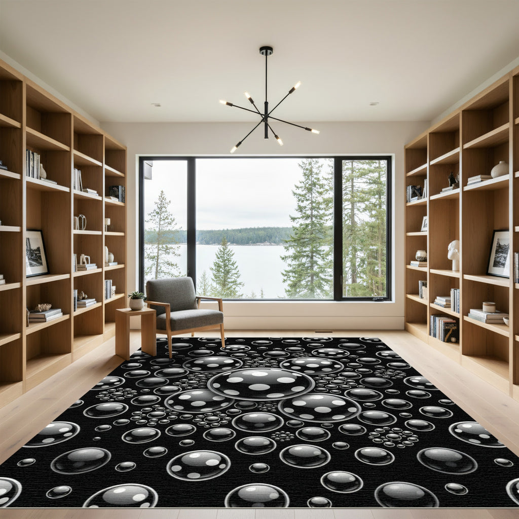 Dark Polka Dot Spheres Array Rug