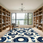 Navy Blue Swirl Bone Heart Graphic Rug
