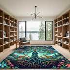 Enchanted Tree Life Rabbits Deer Garden Rug