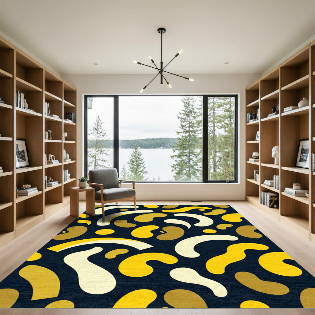 Modern Yellow Bean Abstract Shape Rug