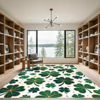 Elegant Golden Clover Leaf Shamrock Rug