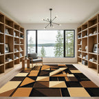 Brown Tones Geometric Composition Rug