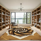 Earthy Bronze Spiral Swirl Floral Art Rug