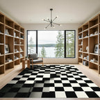 Monochrome Three-dimensional Geometric Checkered Art Rug