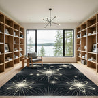 Shimmering Atomic Starburst Black Radiance Rug