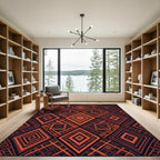 Bold Burnt Orange Geometric Diamond Area Rug
