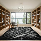 Modern Monochrome Abstract Radial Line Rug