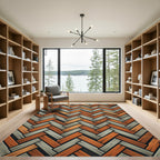 Chevron Herringbone Slate and Amber Weave Rug