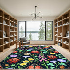 Whimsical Ladybug Garden Floral Rug