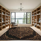 Ornate Golden Mandala Scroll Filigree Rug