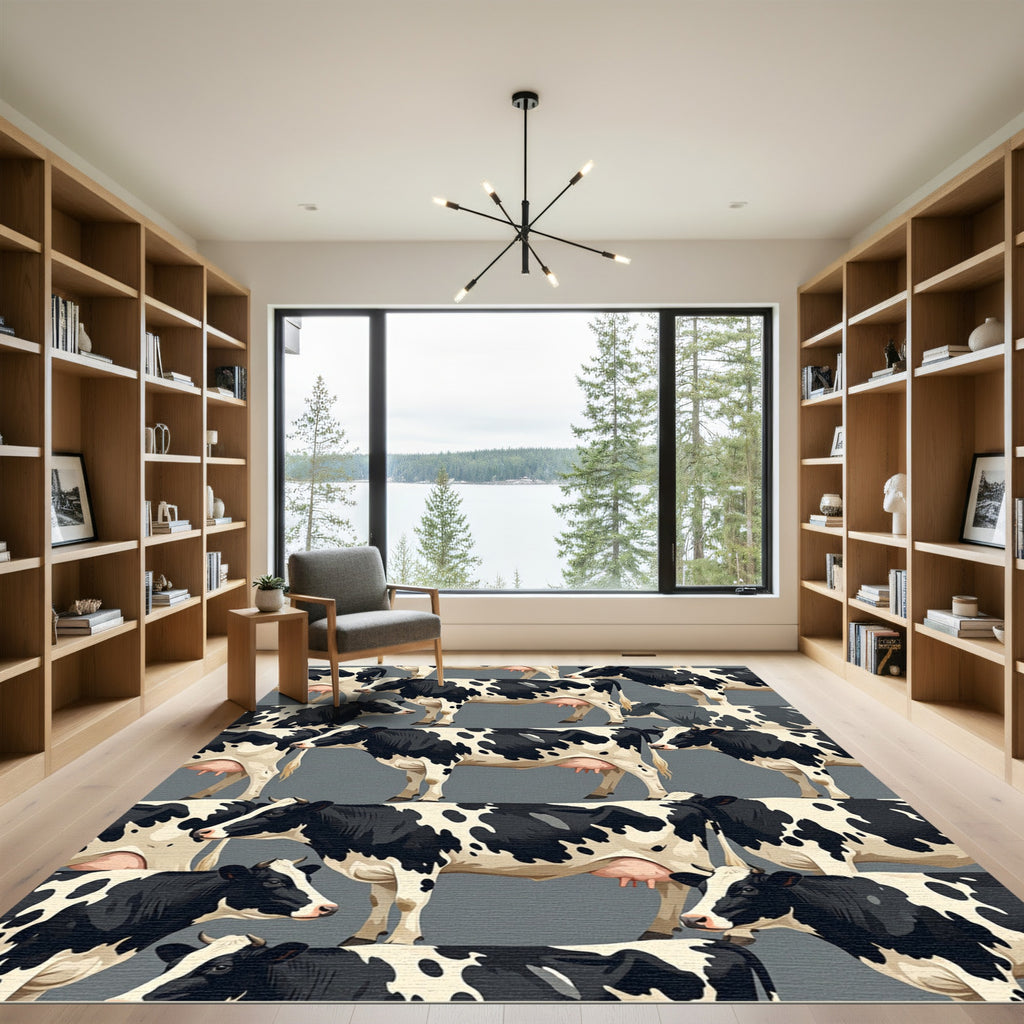 Black and White Holstein Cow Herd Rug
