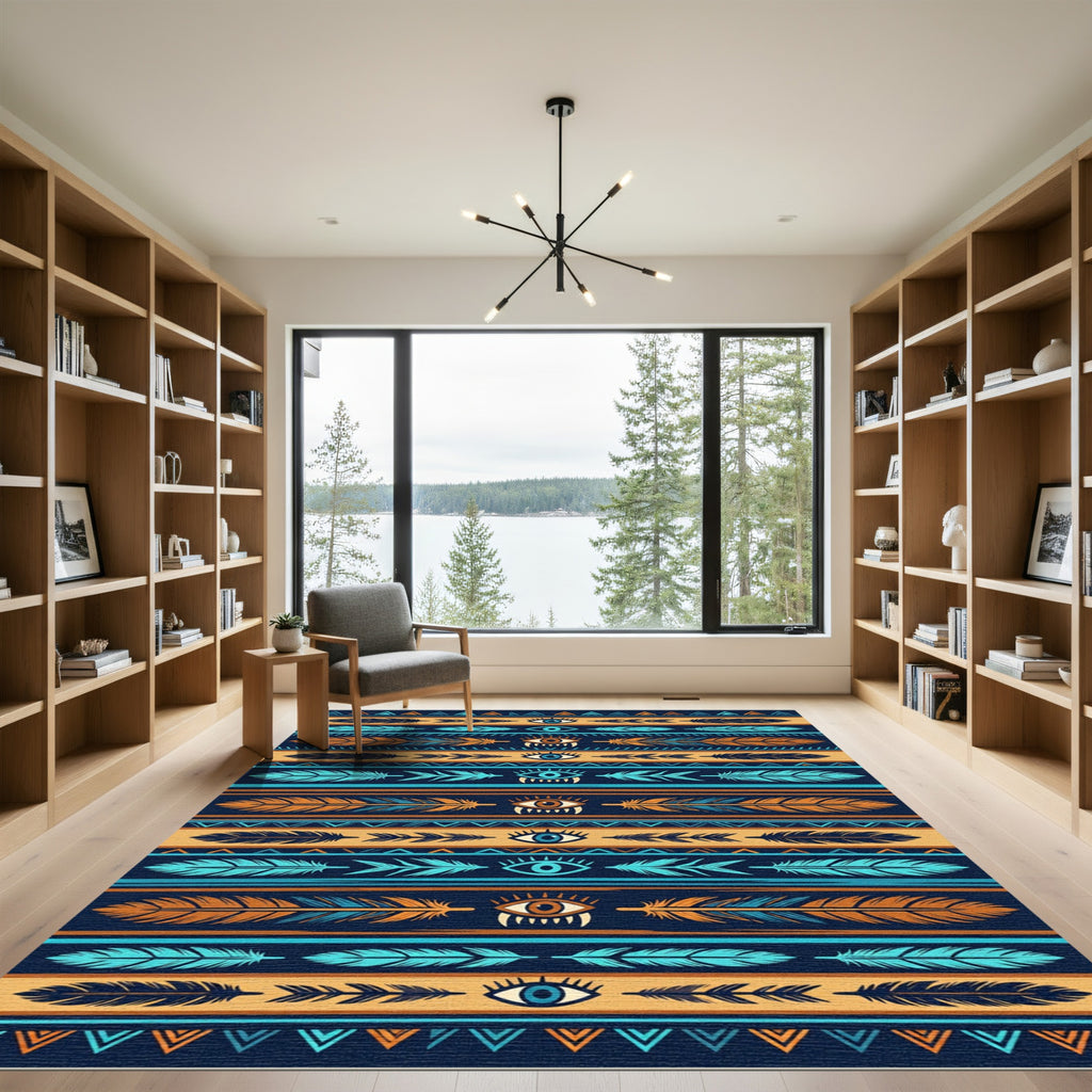 Mystic Feather Eye Tribal Stripes Rug