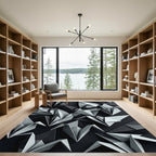 Monochromatic Origami Cranes Geometric Composition Rug