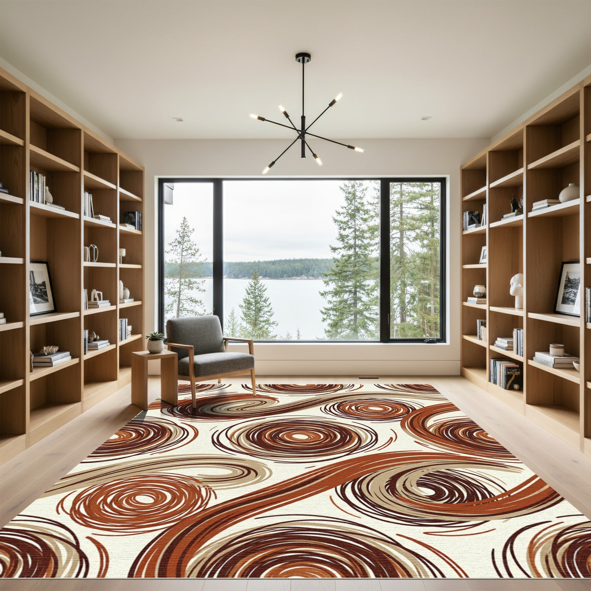 Earthy Swirls Abstract Rug