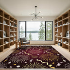 Crimson Festive Fireworks Celebration Rug