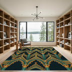 Emerald and Gold Gothic Ornate Arch Rug