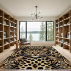 Realistic Leopard Face Seamless Pattern Rug