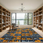 Industrial Yellow Orange Storage Units Rug