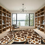 Abstract Giraffe Spots Brown Cream Rug