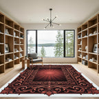 Ornate Copper Floral Baroque Medallion Rug