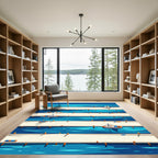 Minimalist Blue Nautical Dock Bay Rug