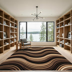 Contemporary Brown Wavy Fluid Stripe Rug