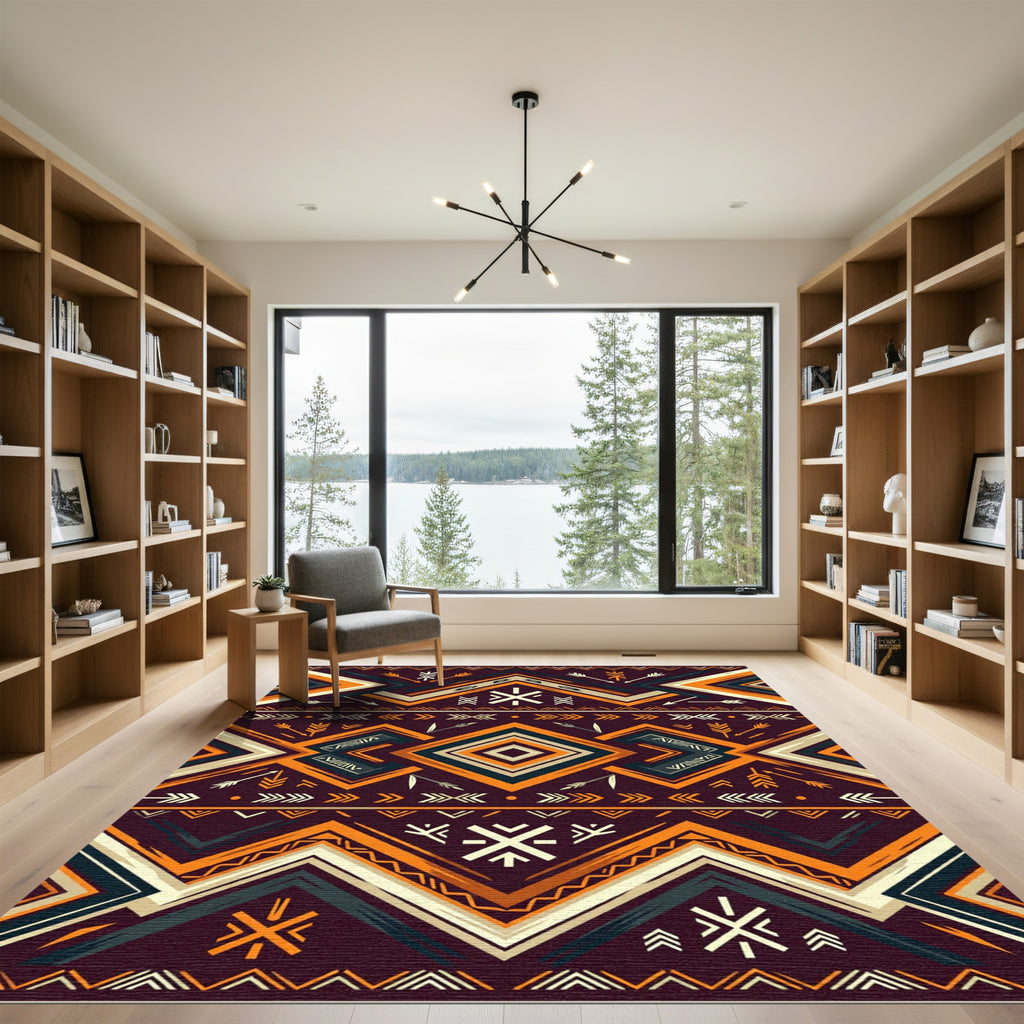 Earthy Southwestern Geometric Arrow Diamond Rug
