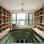 Emerald Gothic Vaulted Arch Geometry Rug