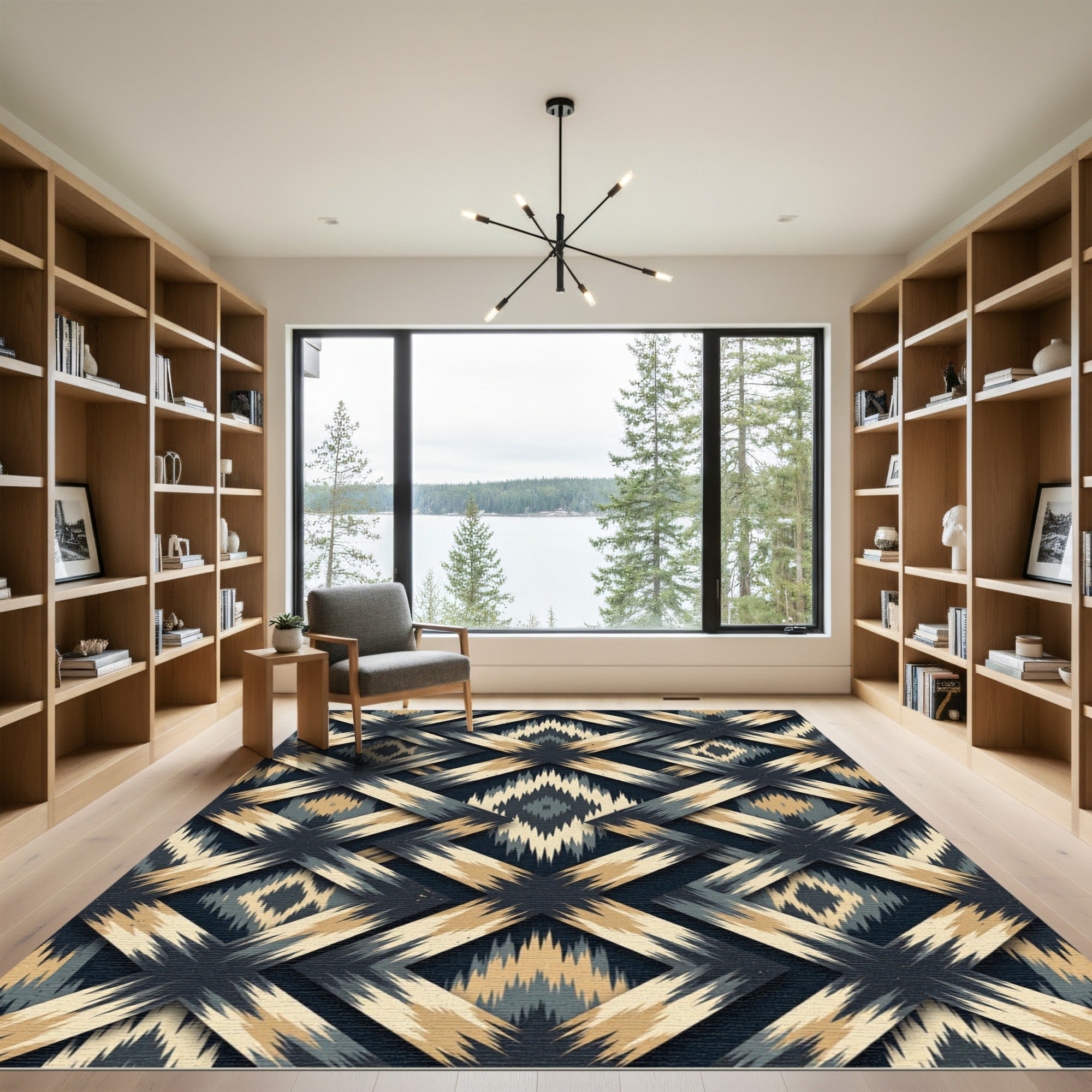 Earthy Diamond Lattice Ikat Rug
