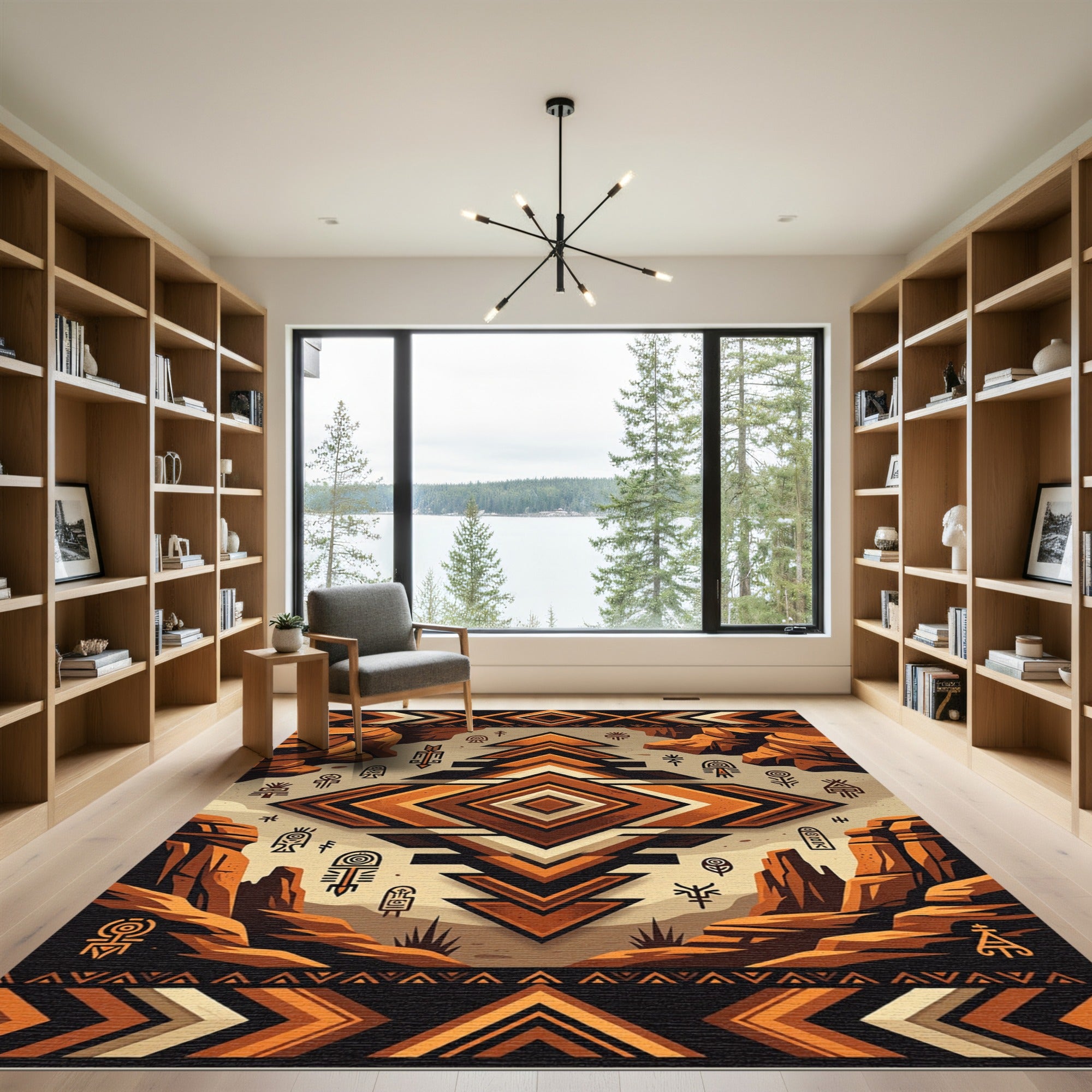 Earthy Geometric Southwestern Adobe Diamond Rug