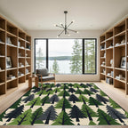 Geometric Forest Evergreen Conifer Rug