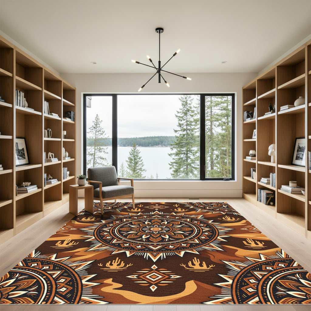 Earthy Desert Mandala Sacred Geo Rug