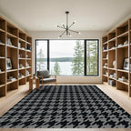 Classic Gray Houndstooth Pattern Rug