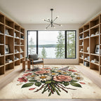 Blush Rose and Daisy Bouquet Illustration Rug