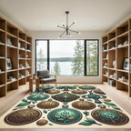 Enchanted Golden Coin and Foliage Medallion Rug