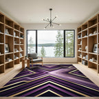 Geometric Purple and Gold Chevron Art Rug