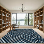Contemporary Blue Chevron Arrow Rug